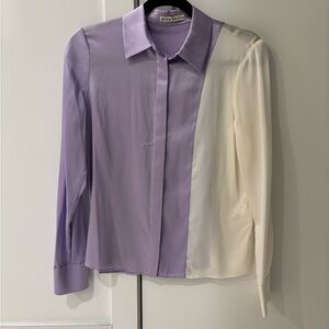 Alice + Olivia Lavender and Cream Button Down Shirt